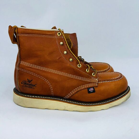 THOROGOOD AMERICAN HERITAGE 6″ "TOBACCO" FIRM STEEL TOE WORK BOOTS SIZE 10EE